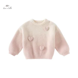 Dave Bella 2024 New Winter Girls Baby Children Top Knitted Sweater Pullover Warm Casual Sweet Cute Gentle Knitwear DB4243661