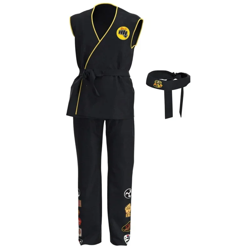 Karate Kind Cobra Kai Uniform Cosplay Kostüm Tory Nichols Robby Keene Anzug Top Stirnband Hosen Halloween Party Kind Erwachsene Outfits