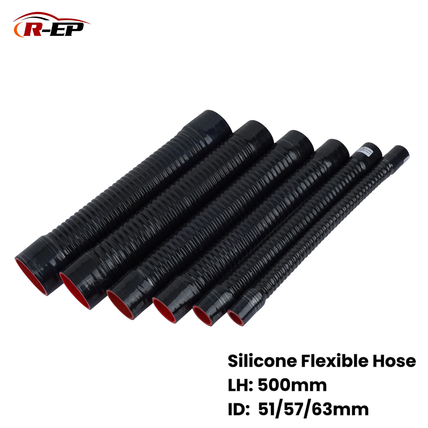 Silicone Flexible Hose ID 51 57 63 Universal 500mm Car Air Intake Radiator Tube For High Pressure Temperature Rubber Joiner Pipe