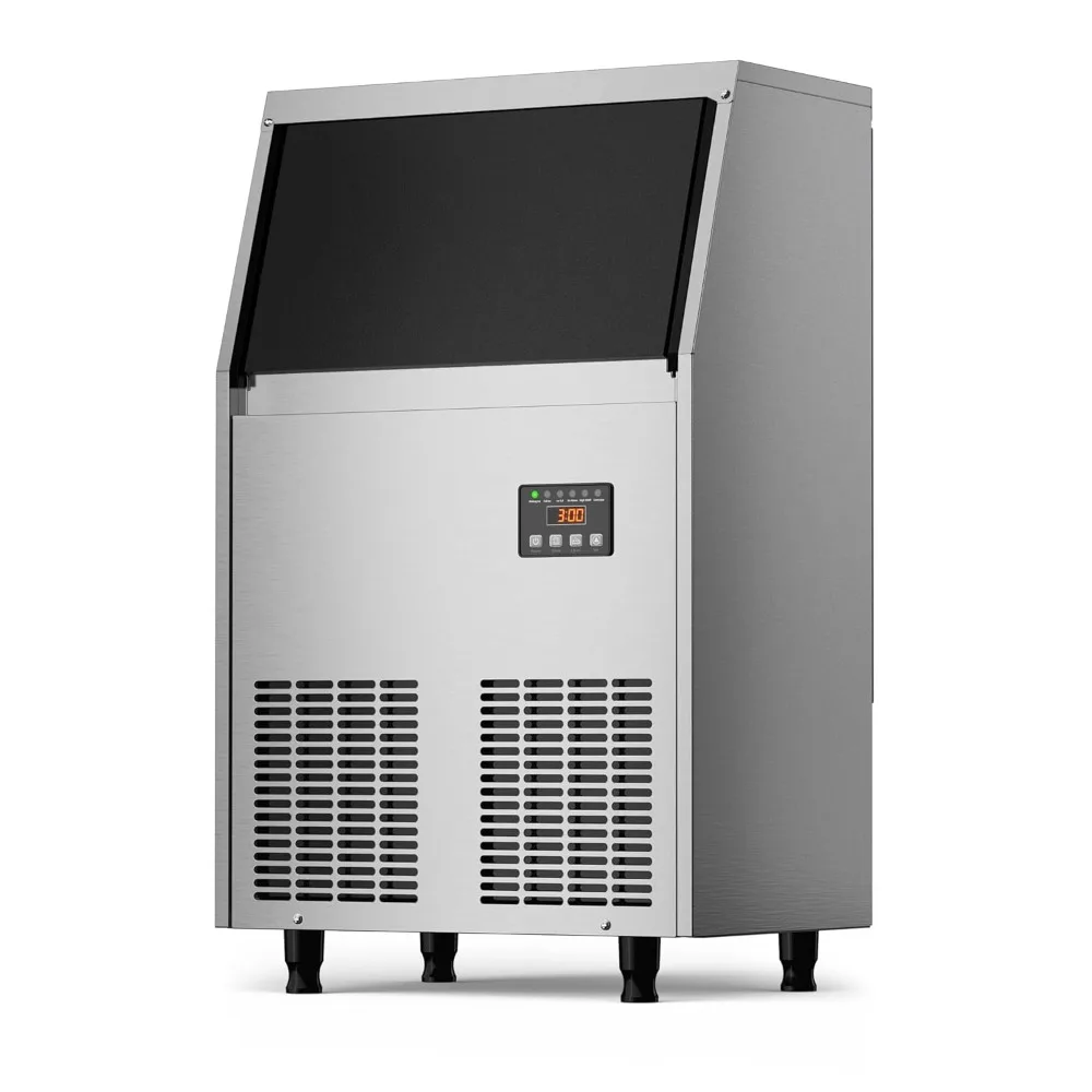 

Commercial Under Counter Ice Maker – 150LBS/24H, 35LBS Ice Storage, Stainless Steel Freestanding Design