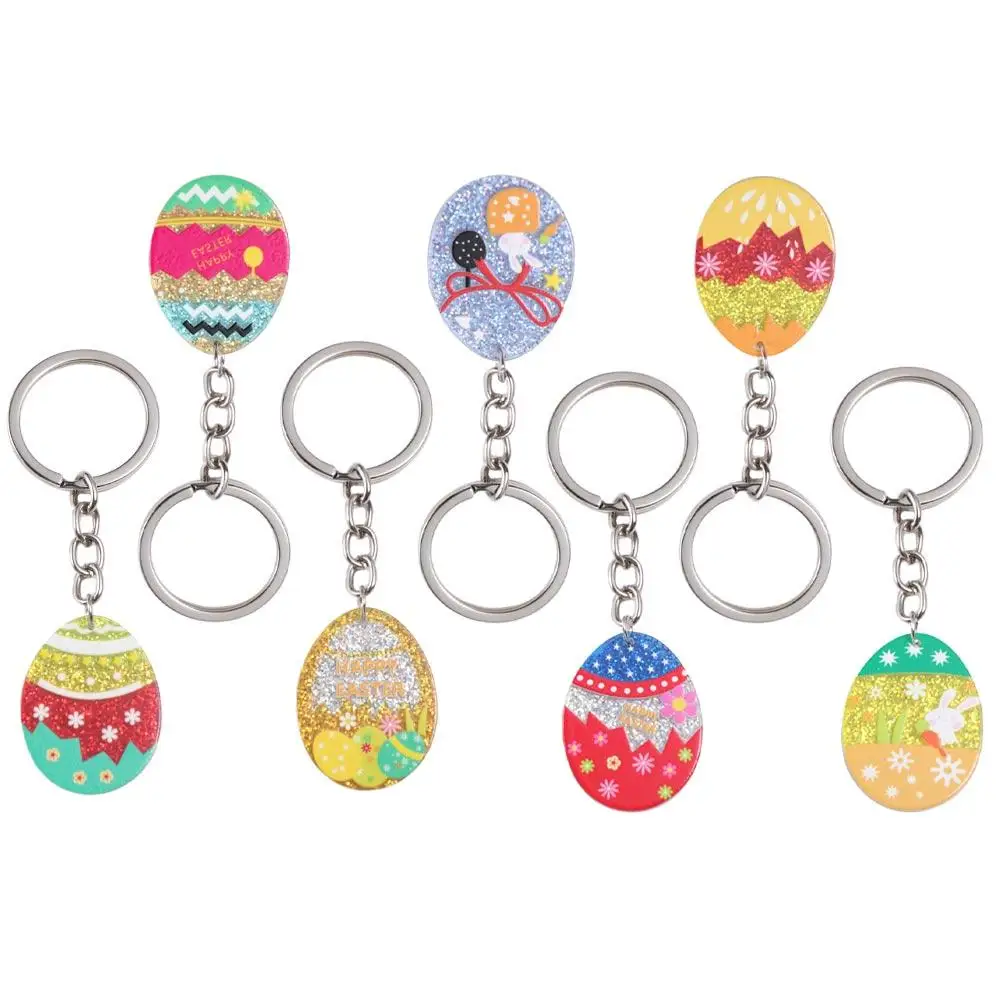 Happy Easter Easter Egg Keychain Colorful Eggs Flower Egg Easter Keyring Lovely Charms Easter Bunny Keyring Party Favors