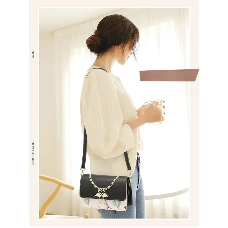 2024Women's BagsWide Shoulder Straps Casual Shoulder Bags Fashion Versatile Small Square Bags Printed Color Block Crossbody Bags