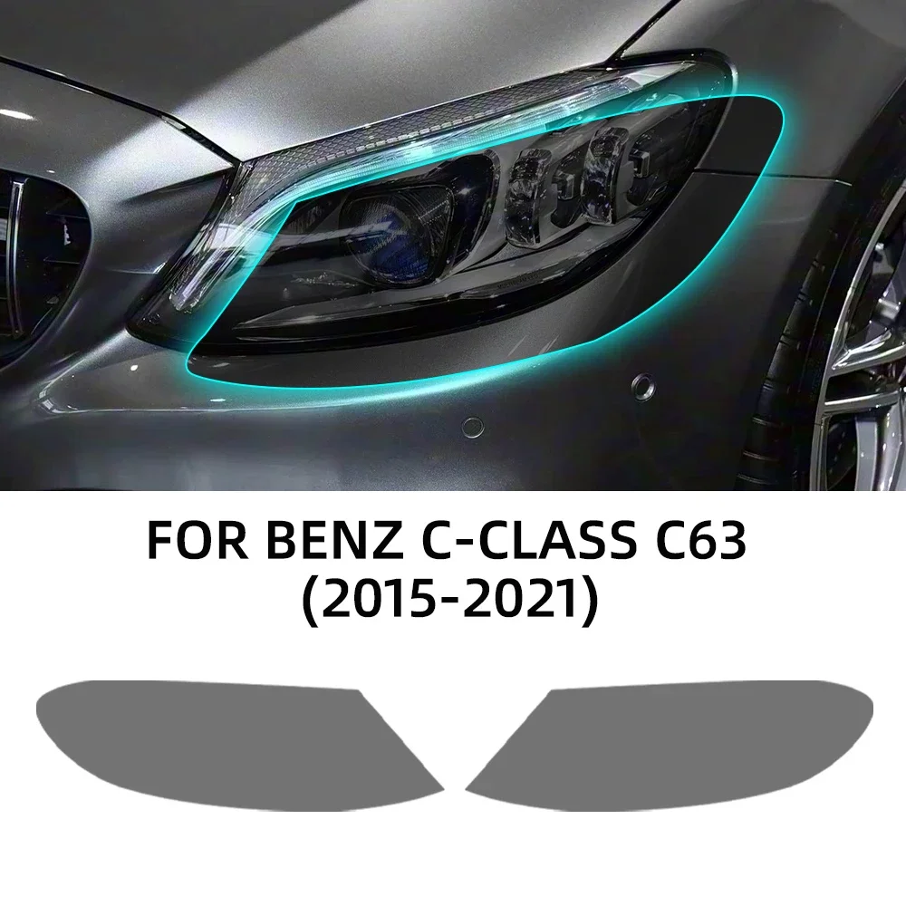 

For Mercedes Benz C Class C63 2015-2021 TPU Protective Film Car Headlight Clear Smoked Anti-Scratch Transparent Sticker PPF