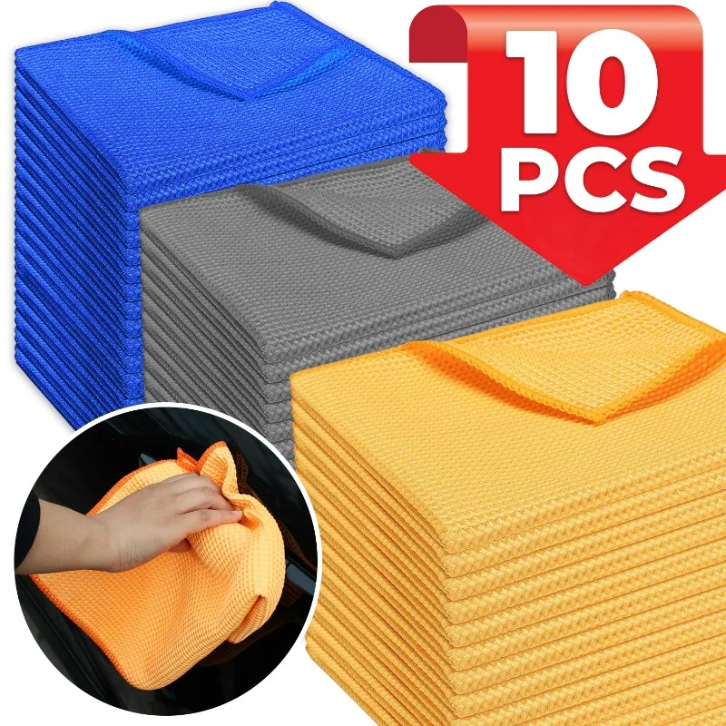 Car Wash Microfiber Towel Premium Waffle Weave Super Absorbent Lint Free Auto Detailing Cloth Car Care Household Cleaning Rag