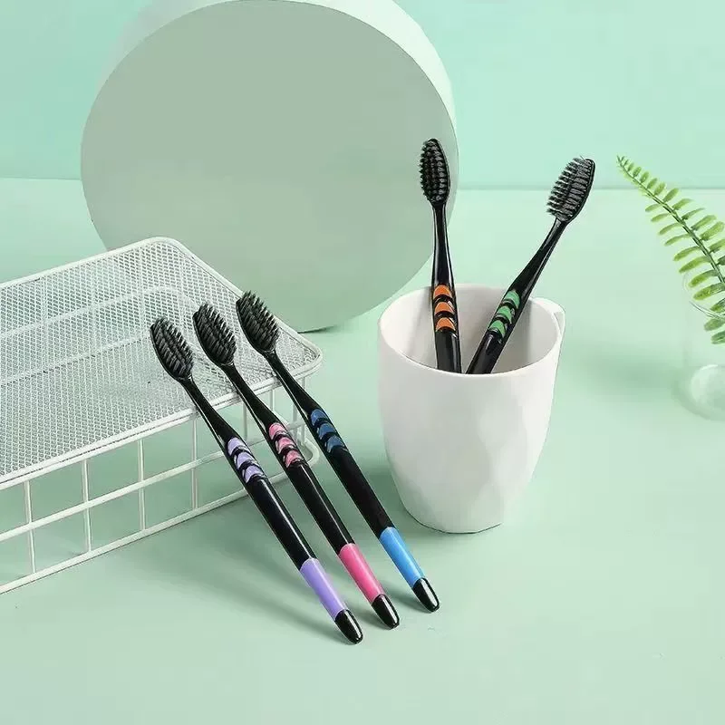 10-Pack Bamboo Charcoal Soft Bristle Toothbrushes with Nano Anti-Bacterial Benefits for Oral Health and Gingival Care in Adults image 5