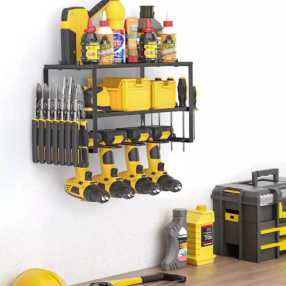 3-Layer Wall Mounted Power Tool Organizer Electric Drill Storage Rack Holder New