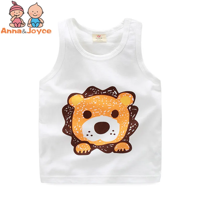 

2-5 Years Children Vest Tops Baby Summer Boy Tops Frog Cartoon Girl Cotton Sleeveless Kids Tank Beach Camisoles