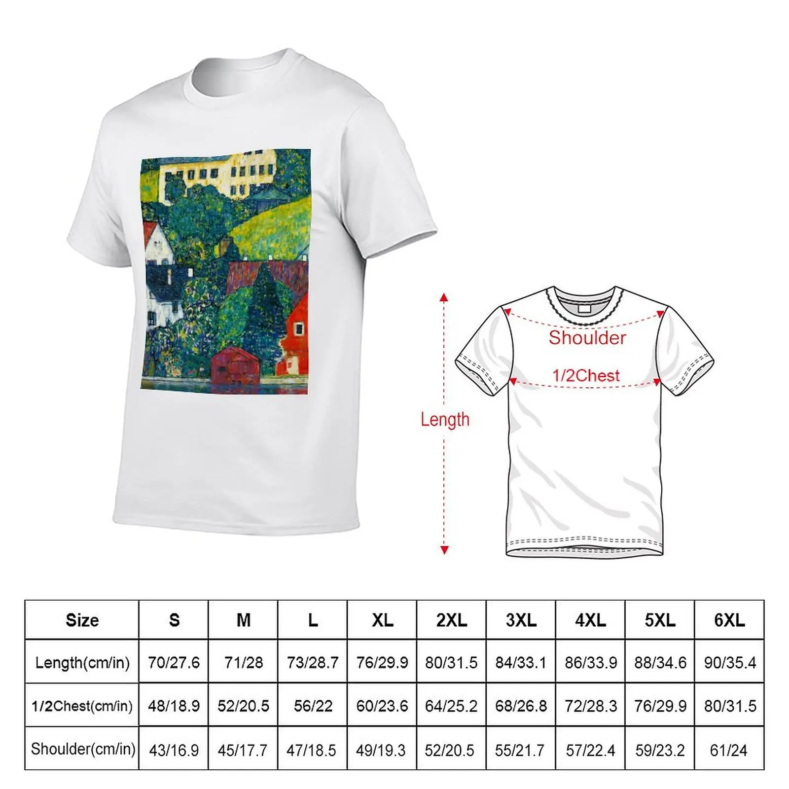 Gustav Klimt Houses at Unterach on the Attersee T-Shirt t shirts for man slim fit man t shirt graphic T-Shirt