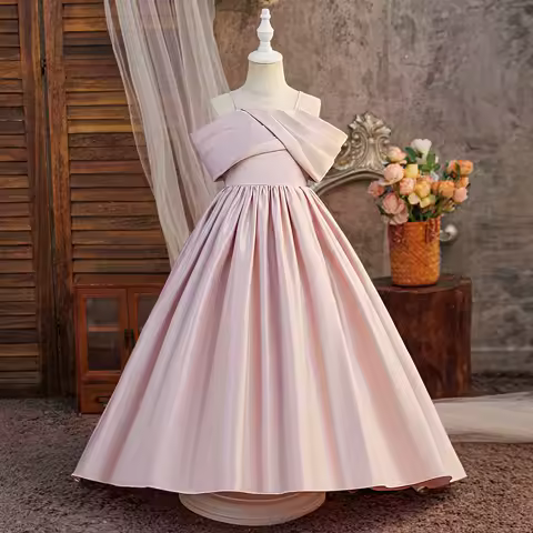 Girls Party Dresses Elegant Wedding Bridesmaid Princess Dress Teenage Girls Evening Party Piano Perform Formal Prom Gown