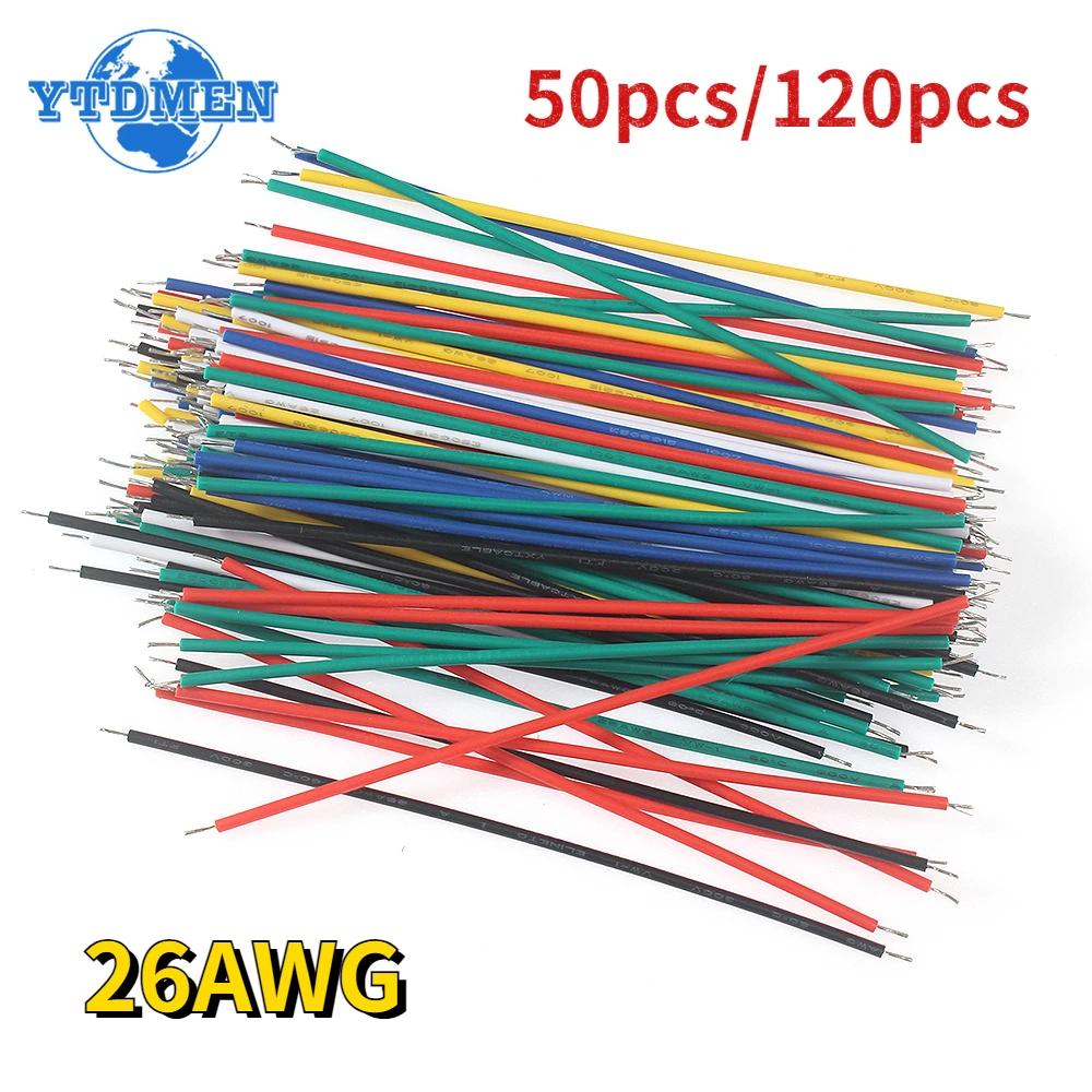 50 pezzi/120 pezzi cavi conduttori in stagno 26AWG ponticello 8 cm multicolore, per PCB e cavo breadboard di alta qualità