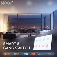 MOES Tuya Wifi Smart Touch Light Wall Switch 8 Gang Glass Panel Compatible with Alexa Google Home