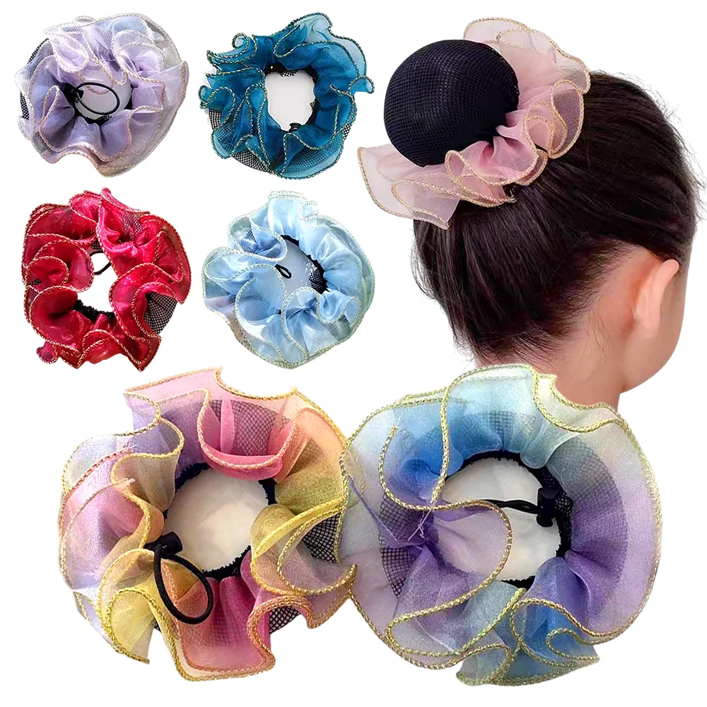 Red para el pelo con cordón para niños, red elástica ajustable para el pelo de Ballet, moño de baile, cubierta para el pelo, accesorios de baile para competición