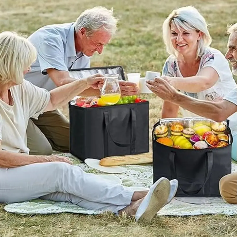 

Изолированные пакеты для продуктов из оловянной фольги, очень большая складная сумка для доставки пищевых продуктов, водонепроницаемый многоразовый холодильник для доставки на молнии, термопродукты питания