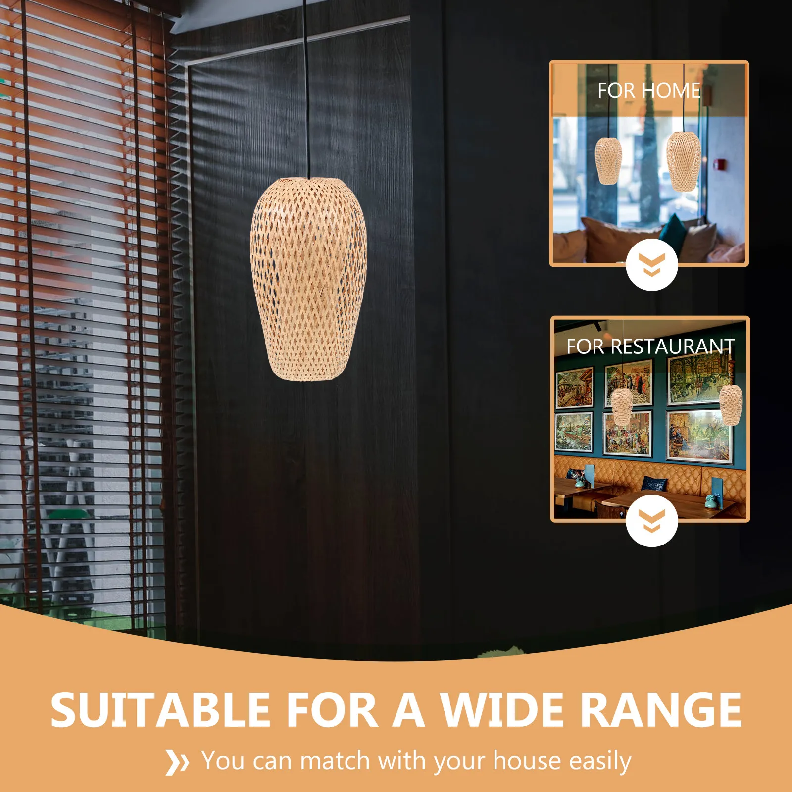 

1Pcs Bamboo Woven Lampshade Chic Decor for Chandelier Ceiling Lamp Dining Room Study Tea Room Home Decor Gift
