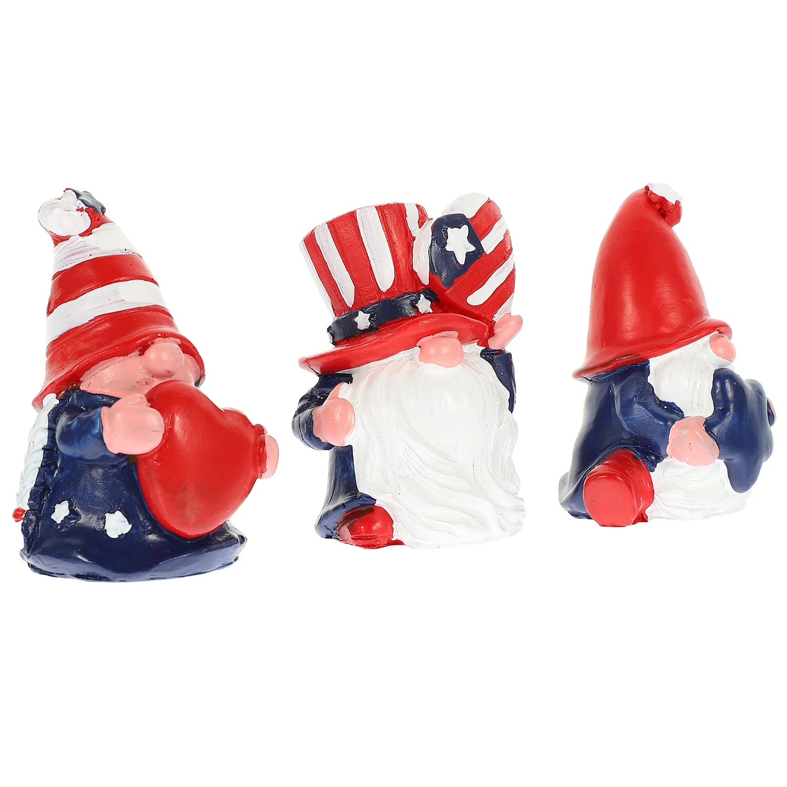 

3 Pcs Decor Resin Dwarf Independence Day Decors Ornaments Decorations Delicate Garden Gnome July 4th