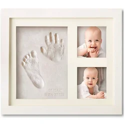 Baby Milestone Decor Gift Newborn Baby Hand Foot Print DIY Photo Frame With Mold Clay Imprint Kit Baby Souvenirs