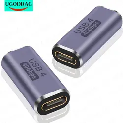 Переходник USB C «гнездо-гнездо», 40 Гбит/с, 3,2 OTG адаптер, удлинитель 8K видео 100 Вт, быстрая зарядка для кабеля USB4 Thunderbolt 4