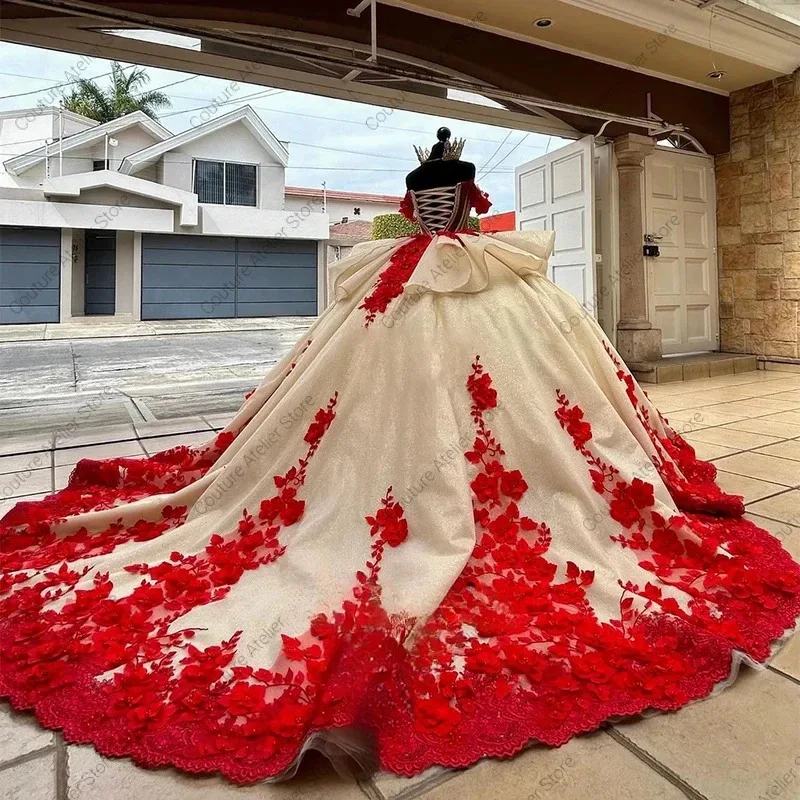 Vendanie Splendid Diamonds Quinceanera-Kleid für Mädchen, 3D-Blumen, Spitzenapplikationen, Illusion, Vestidos de 15 Quinceanera, individuell gestaltet