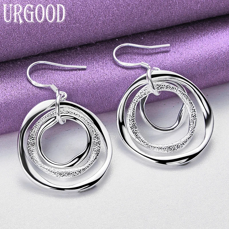 925 Sterling Silver Multi-Layered Irregular Rings Earrings Women Fashion Gift Party Engagement Wedding Charm Jewelry
