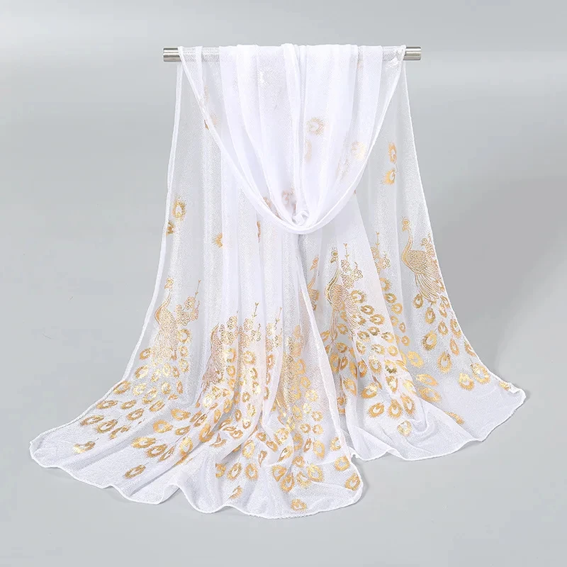 170 cm * 60 cm Pauw Bronzing Sjaal Elegante Dunne Ademende Sjaal Vrouwen Zonnebrandcrème Winddicht Hoofd Wrap Reizen Strandlaken