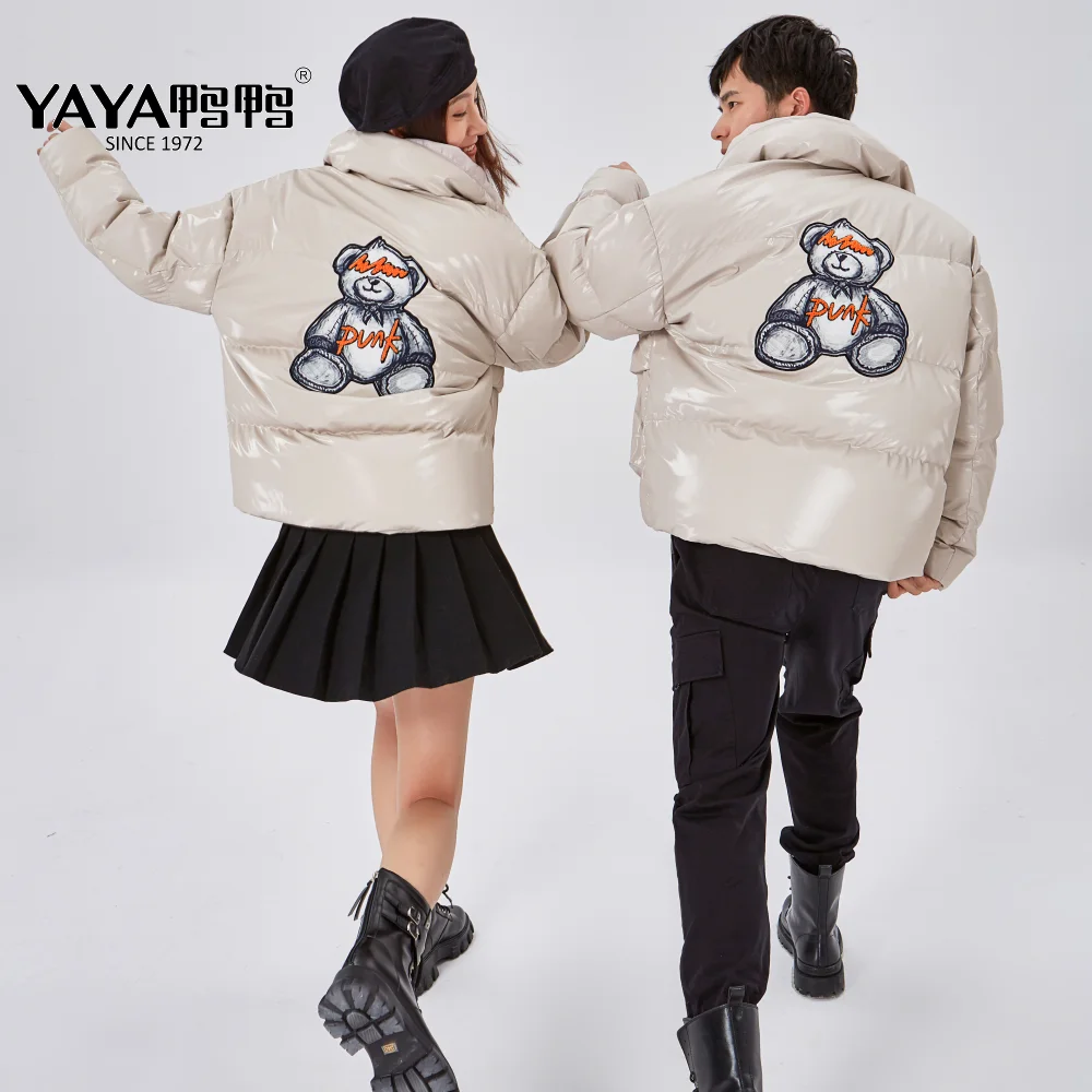 

YAYA 2022 Winter Man Puffy 90% Duck Down Jacket Stand Collar Young Couples Windbreak Short Coat Thick Padded Parkas