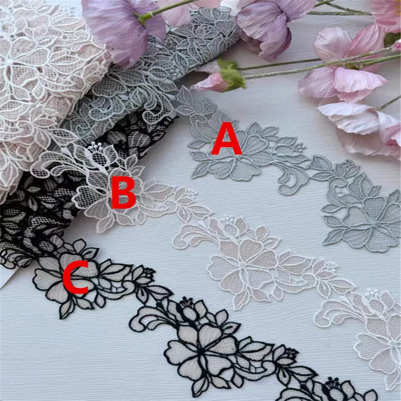 5Yards 5cm Width Shiny Grey Beige Black Hollow Flower Venise Diy Venice Lace Clothing Accessories Of Various Garment,Bra.Skirt