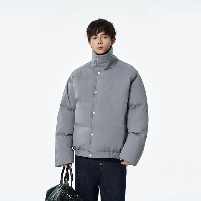 

Bla High Collar Loose Fit Men's Cotton Jaet Thiened Casual Bread Sle Winter Outerwear Faionable Urban ort Coat