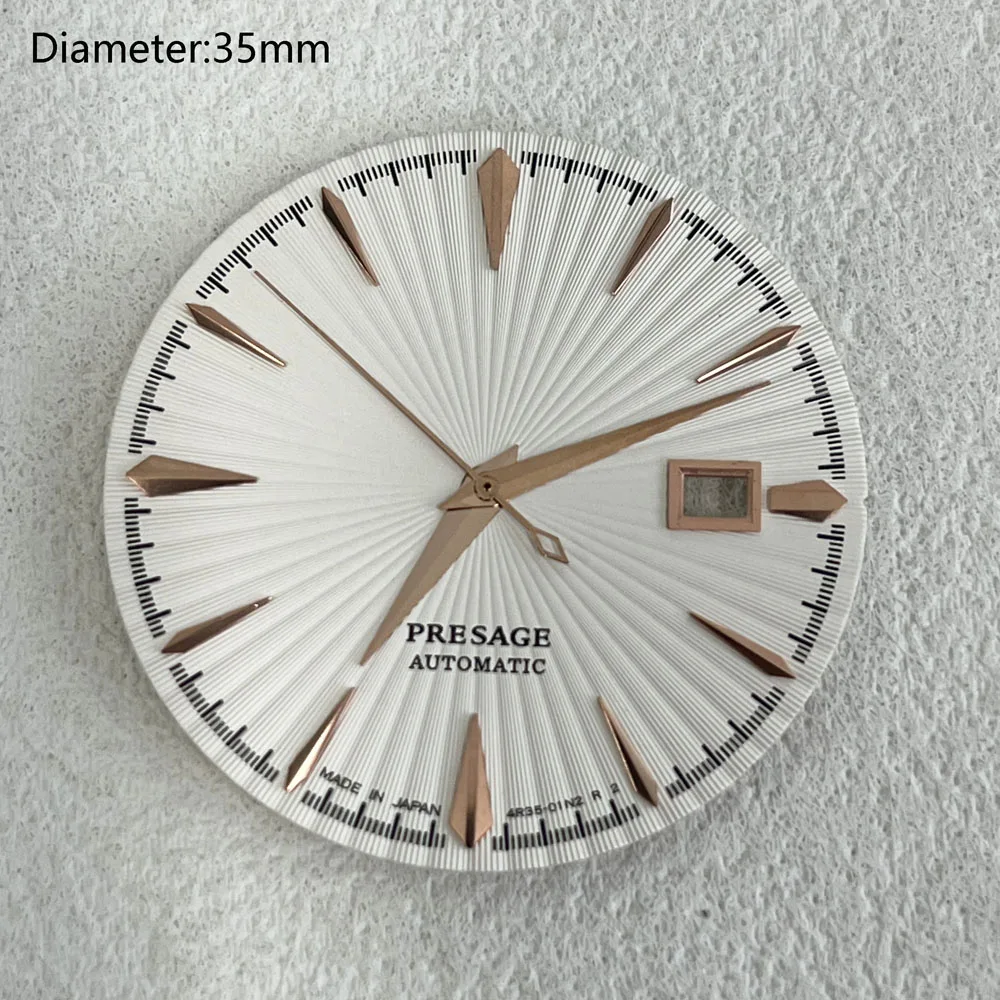 35mm PRESAGE dial nh35 with watch hands leather strap for replacing watch case mod fit NH35 automatic movement SRPB43J1 SRPD37J1 - Image 6
