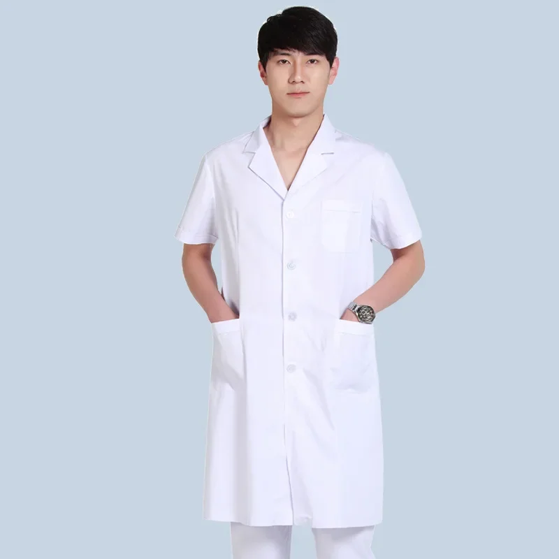 เสื้อคลุมสีขาวชุดทำงานแพทย์ชุดเภสัชกรรมพยาบาลชุดสลิมฟิตร้านเสริมสวยโรงงานอาหารห้องปฏิบัติการ