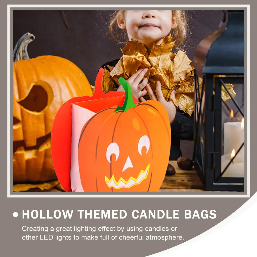 12Pcs Hollow Pumpkin Bags Flame Resistant Tear Resistant Festival Halloween Scene Holding Decoration Bags