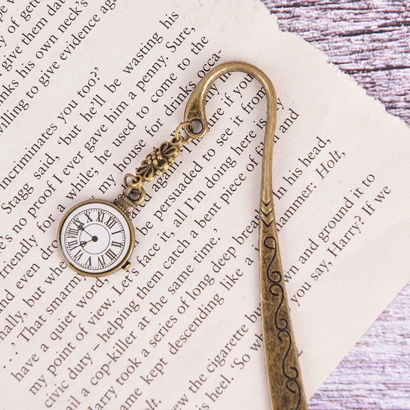 

Vintage Retro Alloy Metal Bookmark Clock Forest Book Marker Paper Clips Creative Gift For Kids Stationery Student