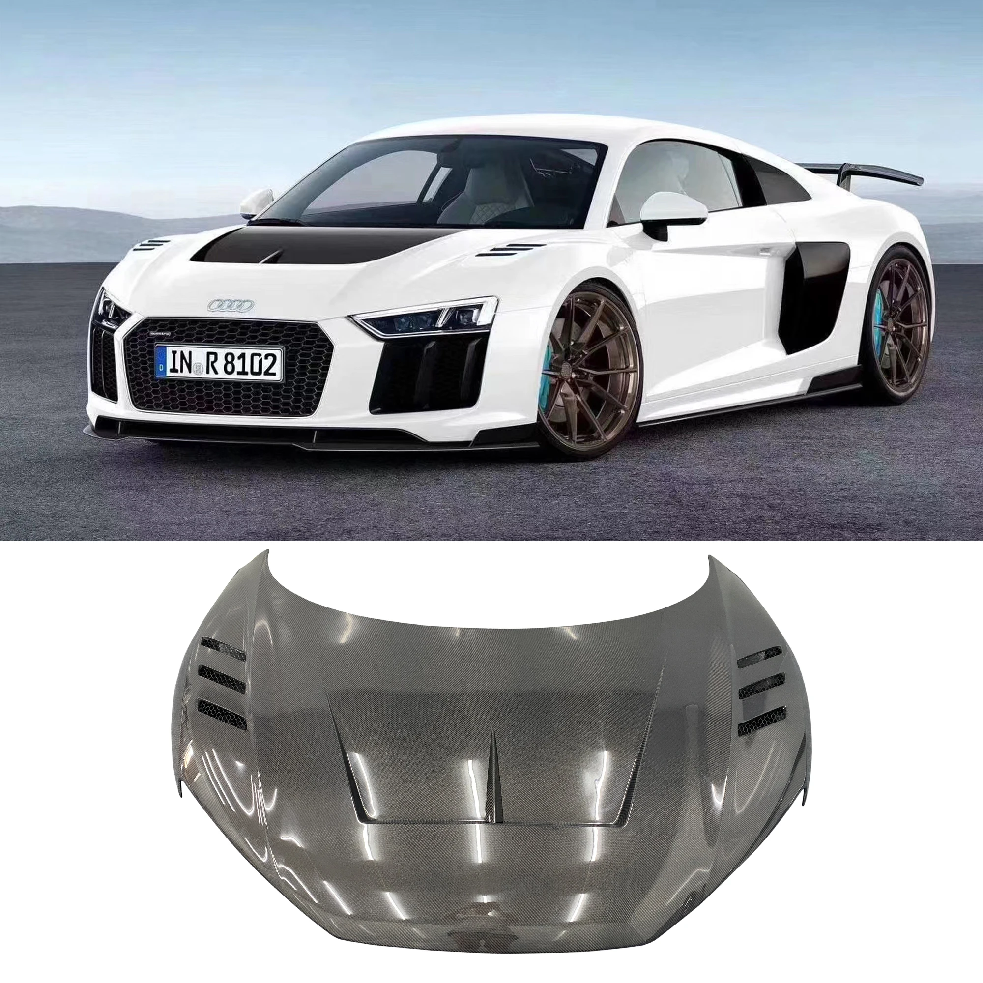 Brilliant quality DRY carbon fiber 1016 hood for New R8 2017 R8 trunk perfect fitment