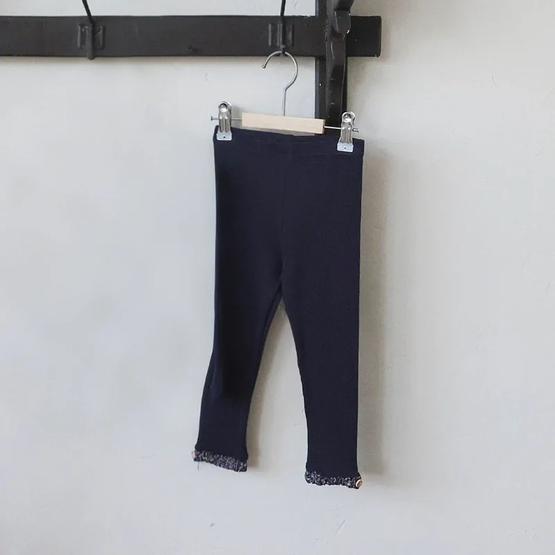 

Sweet Floral Trim Cotton Stretchy Slim Fit Versatile Base Layer Pants for Girls Korean Style Autumn Collection 2025