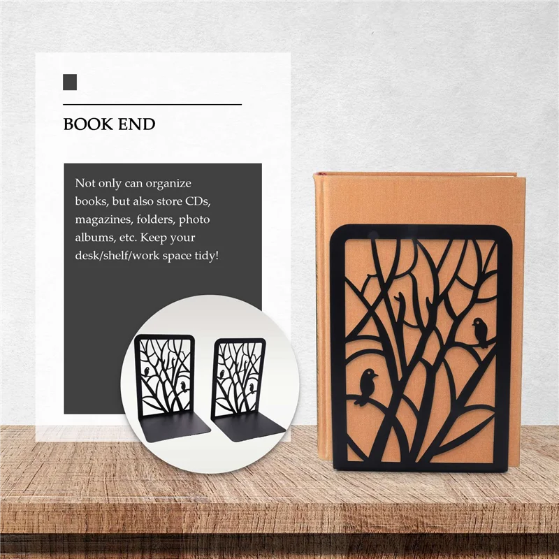 Book Ends, Book Ends For Shelves, Decorative Bookends For Books, Bookends For School, Home Or Office (Black, 1 Pair)