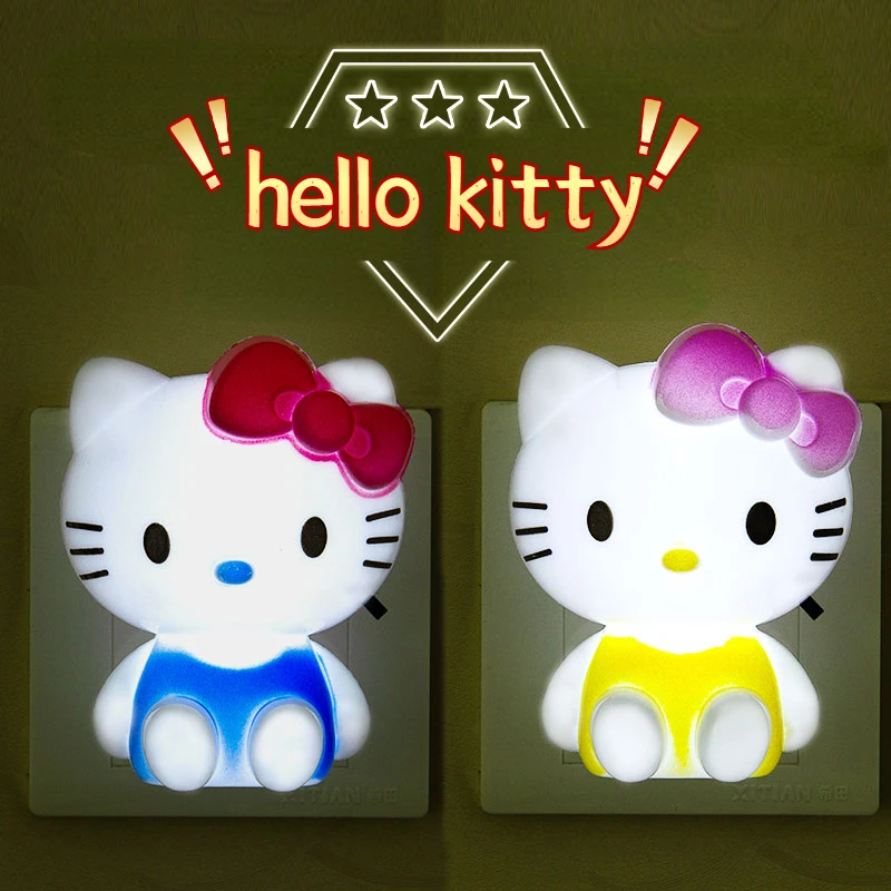 

Sanrio HelloKitty Socket Night Light Cute Anime Soft Light Bedroom Bedside LED Lights Room Decoration Children Toy Birthday Gift