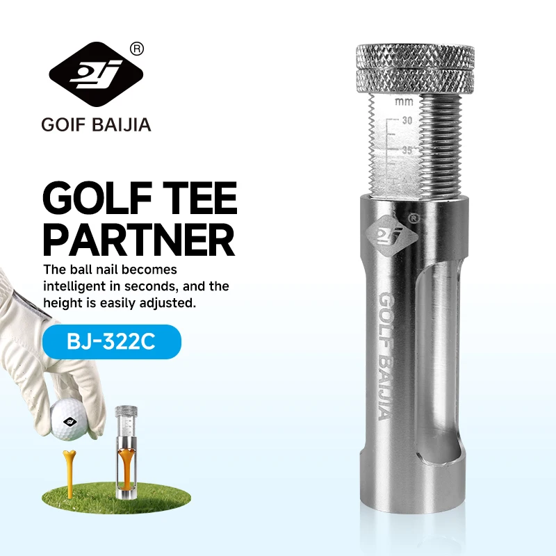 Gray Golf Tee Partner Adjusting Tool for Precise Height Setting to Enhance Ball Flight Distance