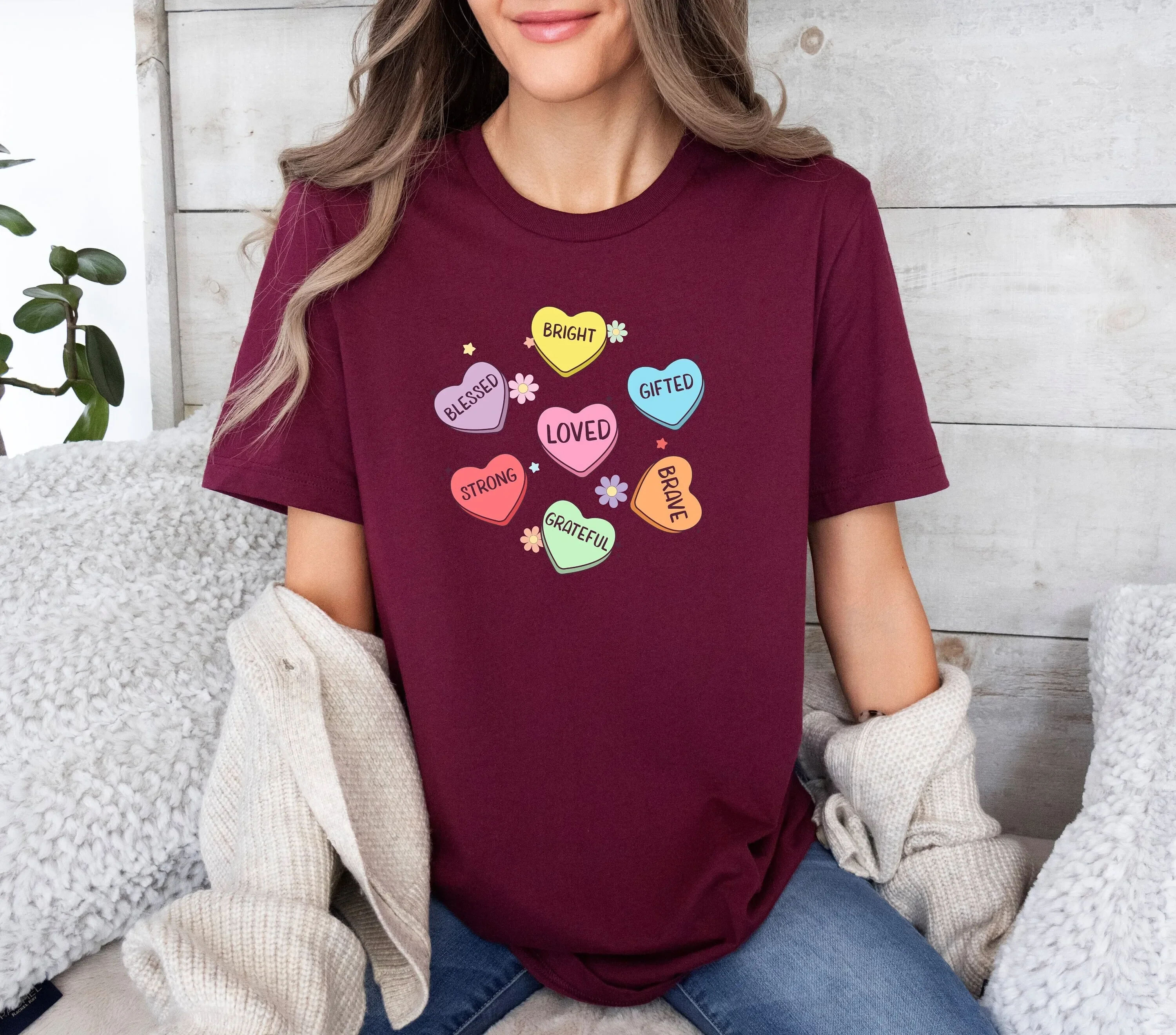 Valentines Candy Heart T Shirt Day Valentine Love Funny Crewneck Conversation