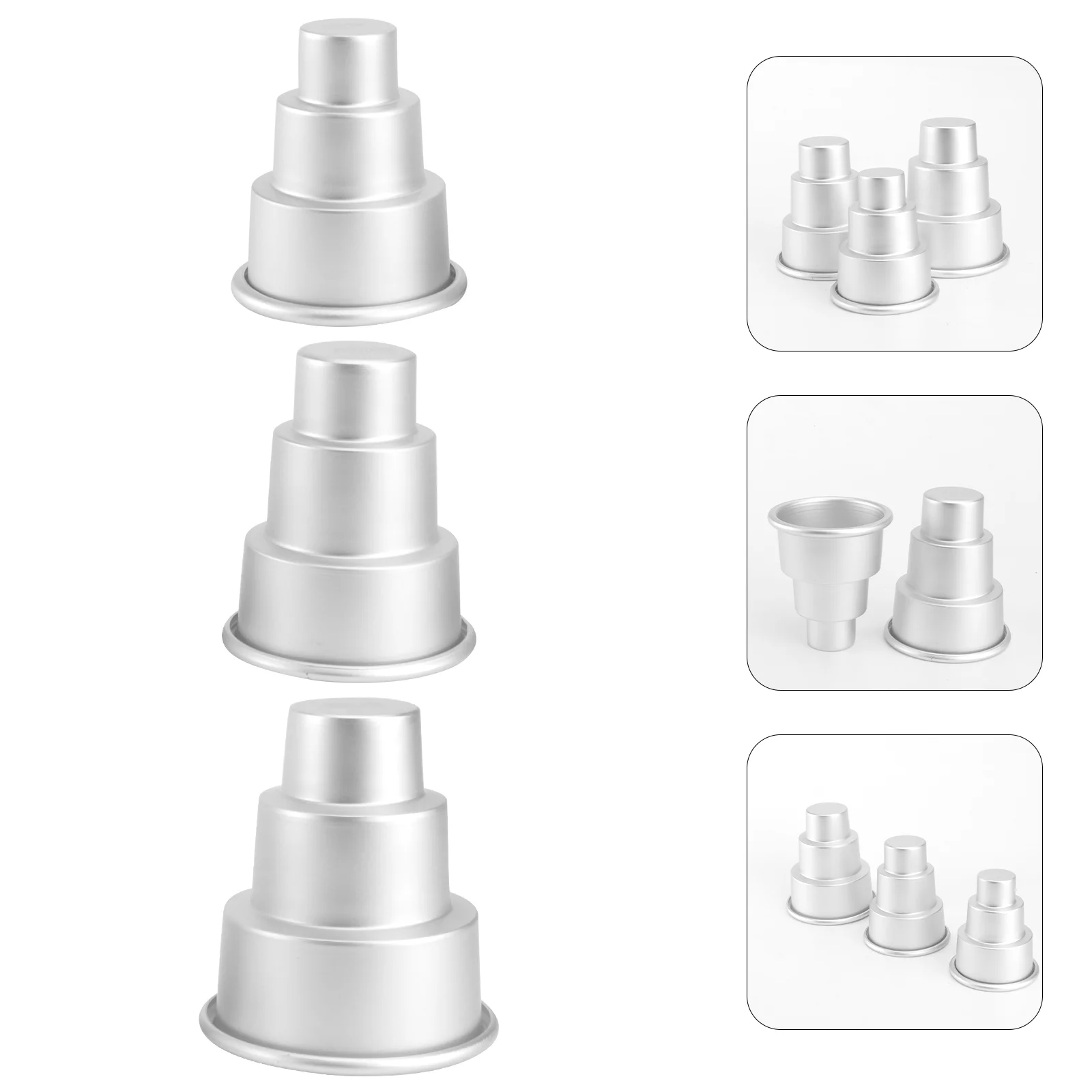 

3 Pcs Individual Cakes Tier Pan Cupcake Mold Bakeware Baking Pans 3-tier Pudding