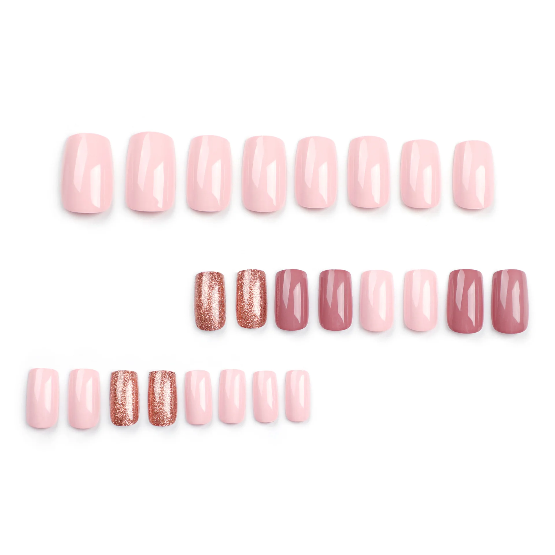 24 pièces Style minimaliste nouvelles fleurs d'été presse sur les ongles couleur unie paillettes français faux ongles couverture complète portable faux ongles