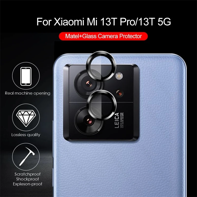 Matel Ring + Tempered Glass Camera Lens Protective Cap For Xiaomi Xiomi Xaomi Xiami Xiaomy Xaiomi Mi13T Mi 13T 13 T Pro T13 5G