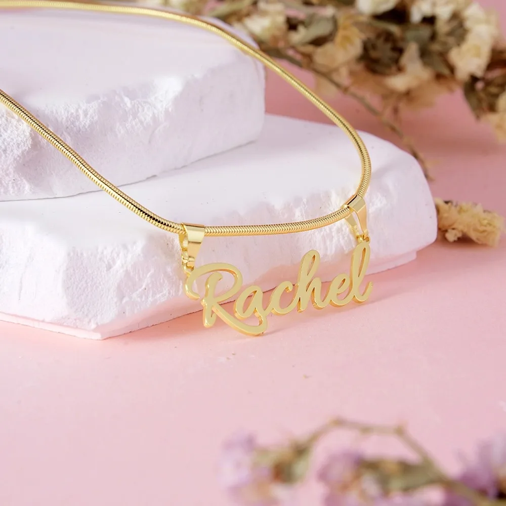 

Роскошная змеиная цепочка, ожерелье с индивидуальным именем, позолоченные персонализированные украшения для женщин, подарок из нержавеющей стали с покрытием из 18-каратного золота