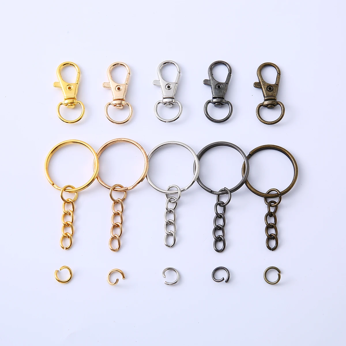 

10-100pcs Gold Color Key Chain Key Ring Bronze Rhodium31mm Long Round Split Keyrings Keychain For DIY Jewelry Making Wholesale