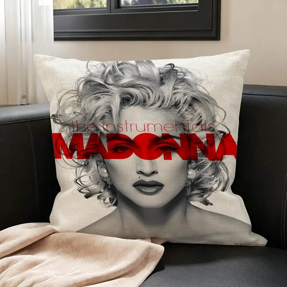 Singer Madonna Cushion Cover Natural Linen Pillowcase Set, All-in-One Decor for Sofa, Bedroom & Chair