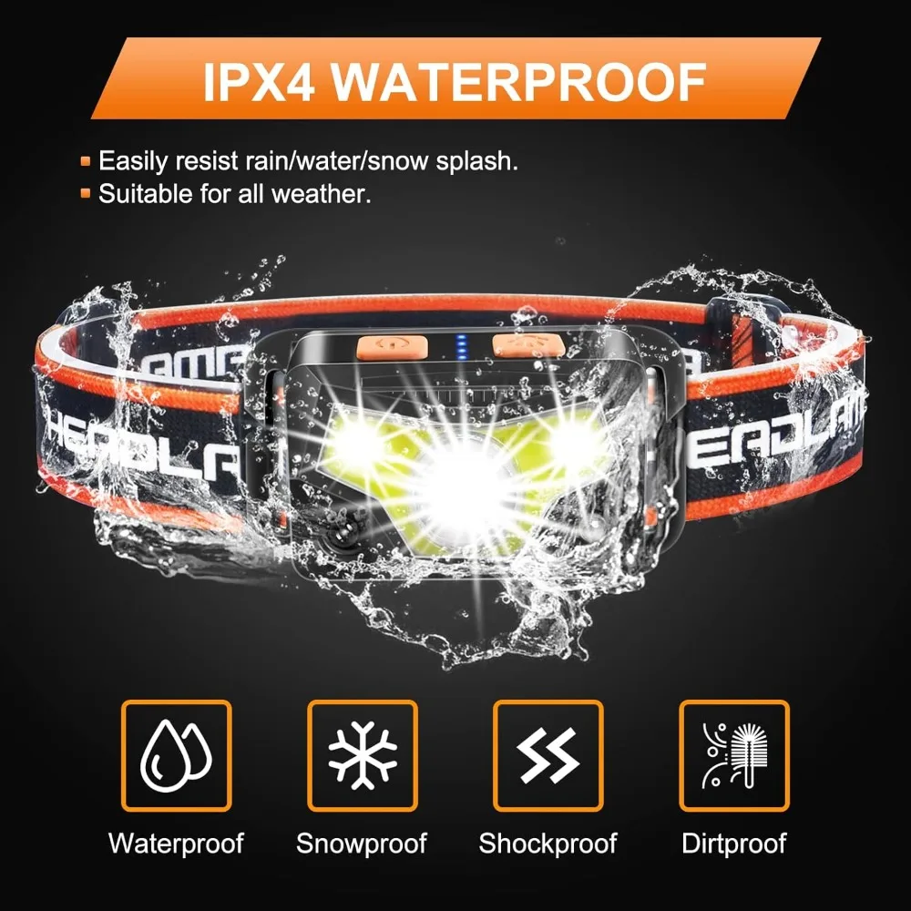 Usb Rechargeable Headlamp Handfree Ultra Light Bright LED Motion Sensor Headlight Portable Front Head Light Fishing Flashlight