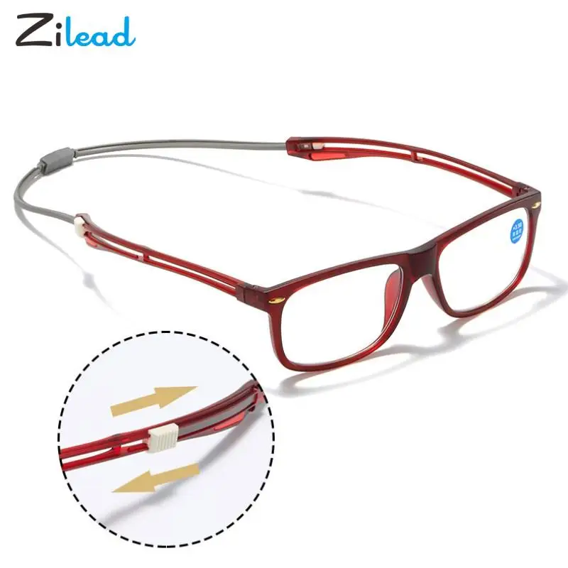 Zilead المغناطيسي مكافحة الضوء الأزرق نظارات القراءة النساء الرجال الرقبة معلقة طويل النظر نظارات الرؤية الرعاية المغناطيس نظارات القراءة