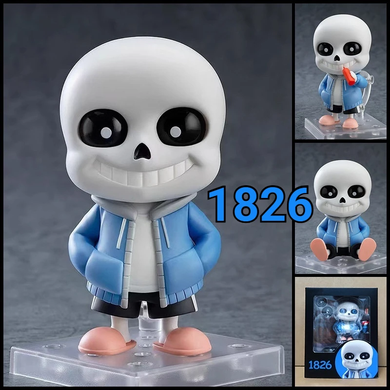 【Spot】Nendoroid 1826 Undertale Sans PVC-Figur mit austauschbarem Gesicht, Sammlermodell, Autodekoration, Desktop-Ornament für Fans