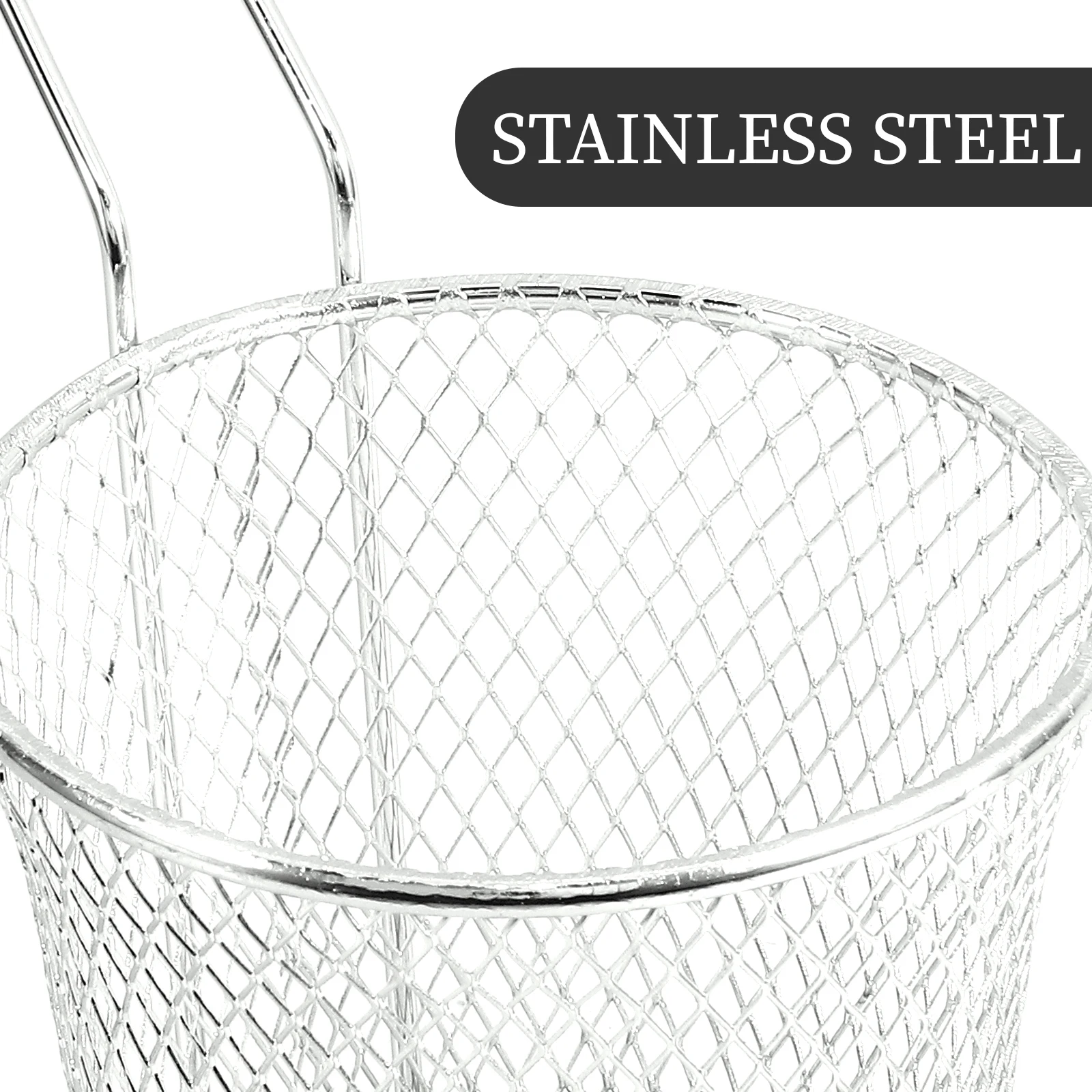

Deep Fryer Baskets Snack Basket Stainless Steel Mesh Container French Fries Fry Holder Kitchen Restaurant Use Durability Long