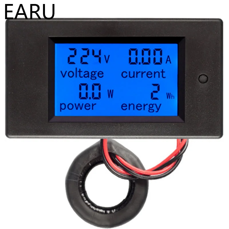 Medidor de Energia Preciso Voltímetro Amperímetro Kwh Watt Medidor de Energia Tensão Atual Monitor de Energia Testador Elétrico 100a 20a ac 80 260v