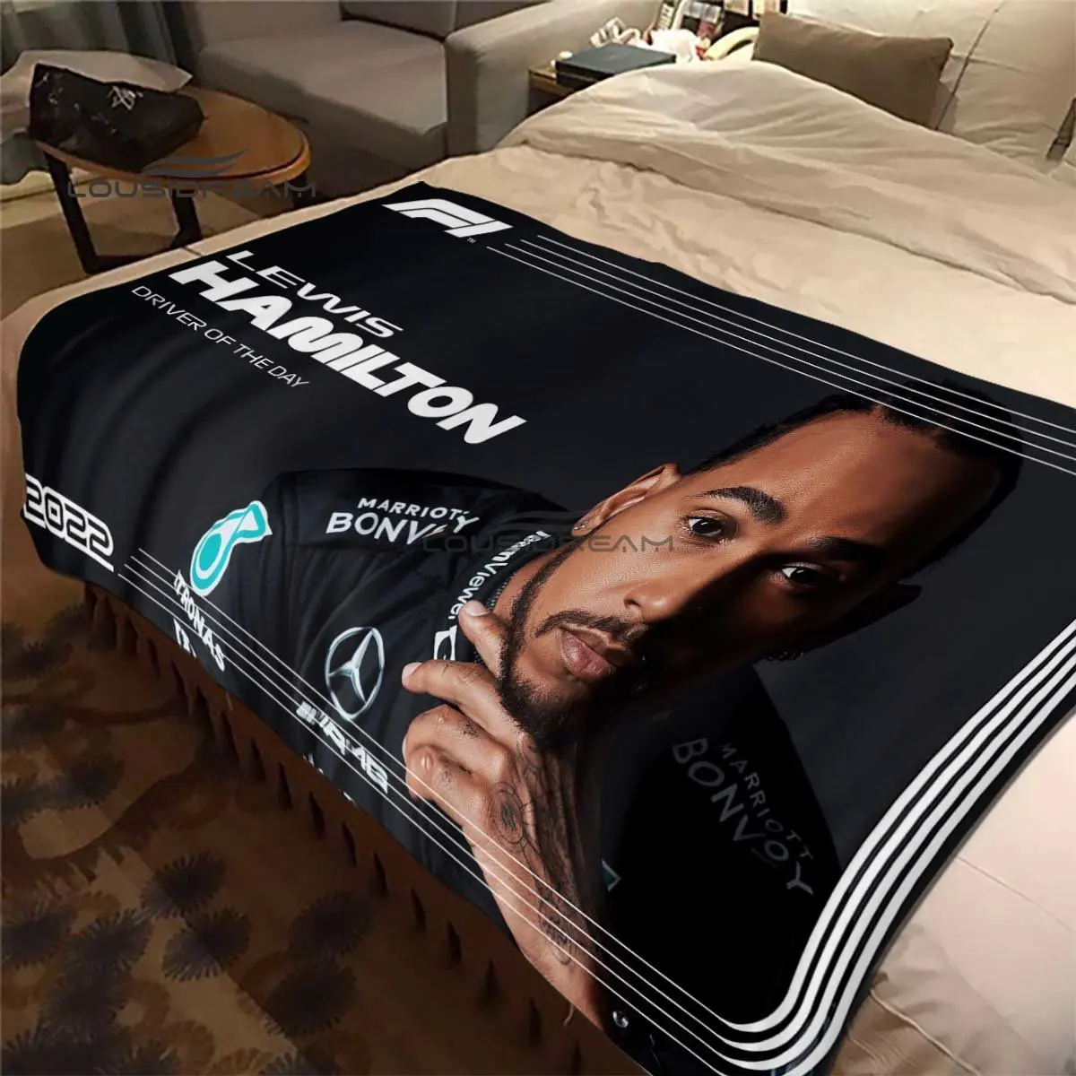 Lewis Hamilton Throws Blanket 3D Printing F1 Racing car Sofa Blanket  Adults and Children Bedroom Living Room Decoration Blanket