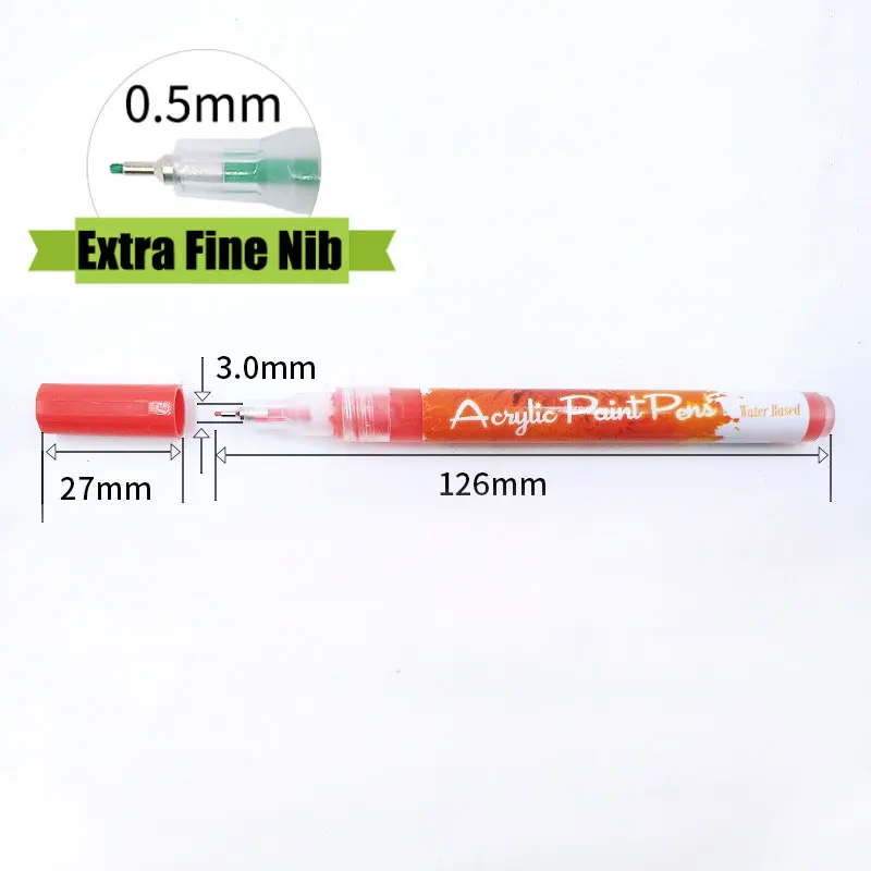 0.5mm Fine Line Needle Tip Acrylic Paint Art Marker Card Ceramic Stone Glass Fabric Clothes Drawing DIY Graffiti Fineliner Pen